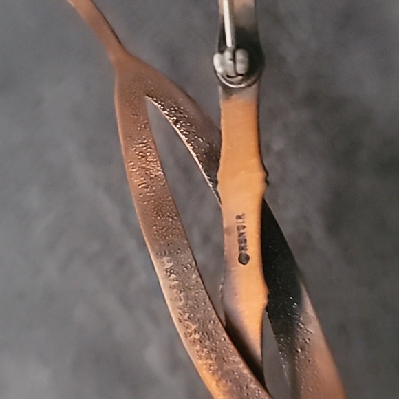 Vintage Renoir Matisse CopperEnamel Brooch, MCM BambooAsian Style Pin - Picture 3 of 3